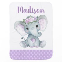 Girl Elephant Baby Blankets Purple Polka Girl Elephant Baby Blankets Purple Polka