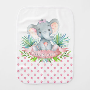 Girl Elephant Baby Burp Cloths