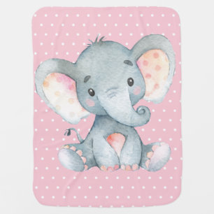 Girl Elephant Baby Pink Baby Blanket