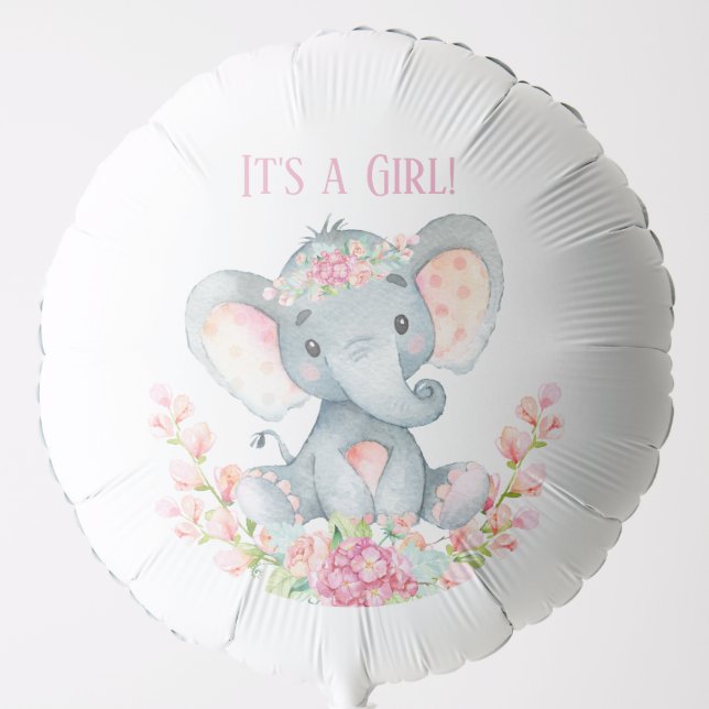 Girl Elephant Baby Shower Balloon (Front)