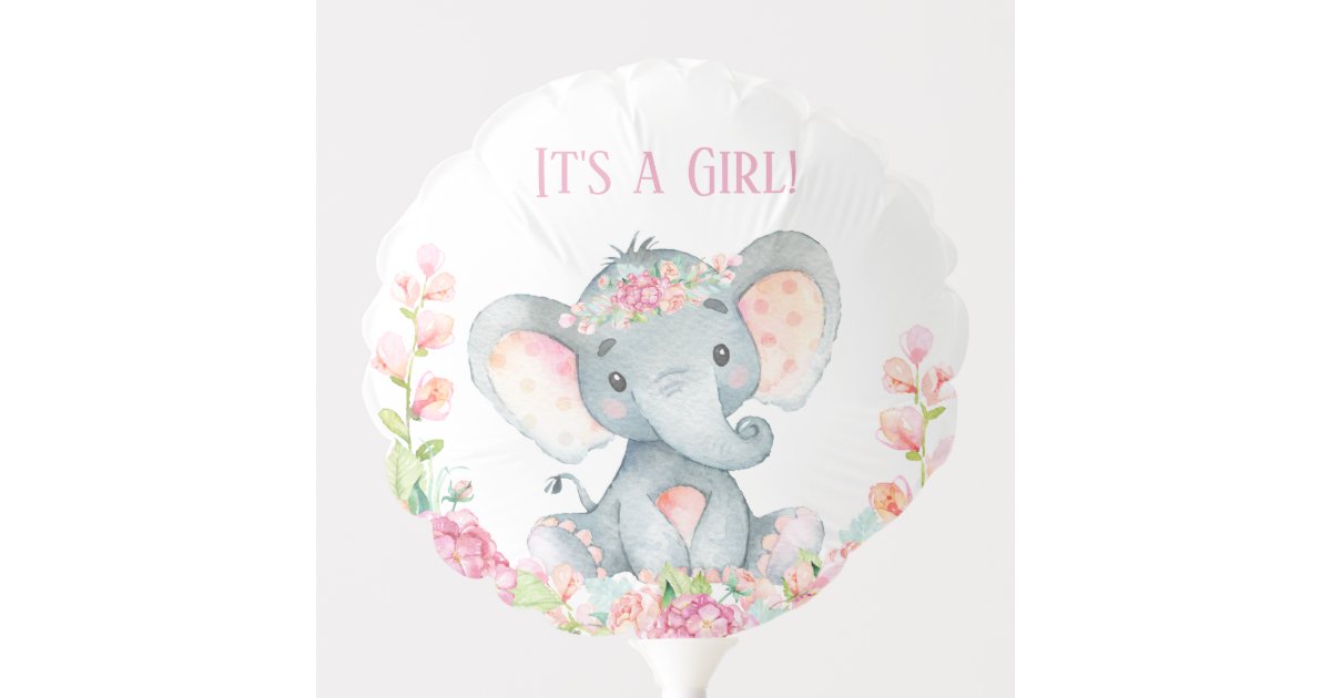 Girl Elephant Baby Shower Balloon Zazzle