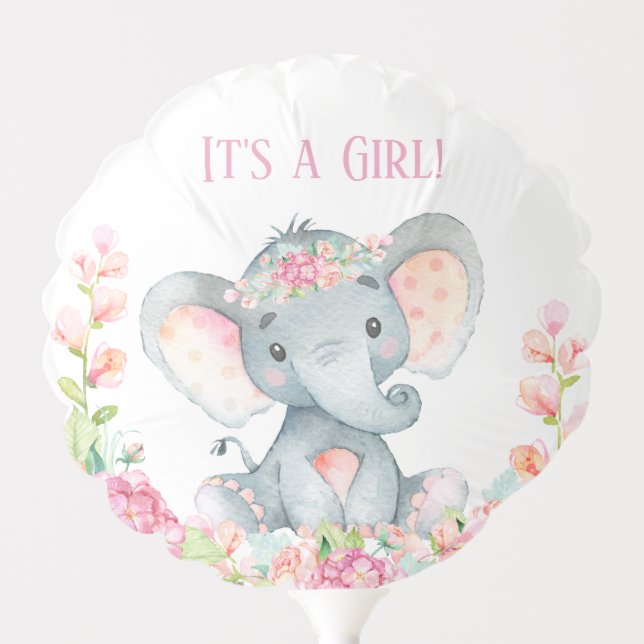 Girl Elephant Baby Shower Balloon (Front)