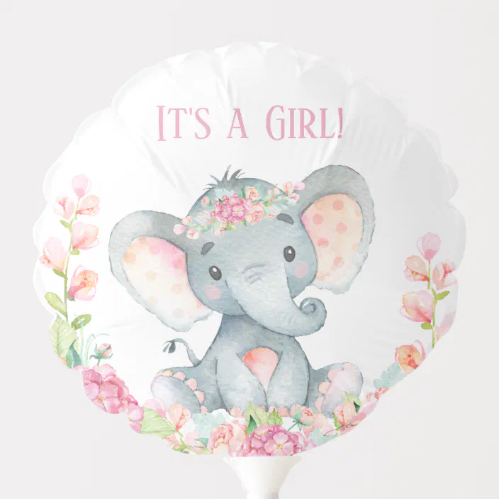 Cute Elephants Baby Girl Pink Personalised Children's Birthday Party Bunting