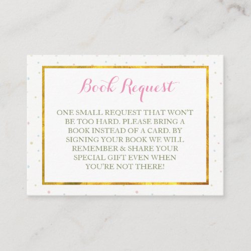 Girl Elephant Baby Shower Book Request Enclosure Card