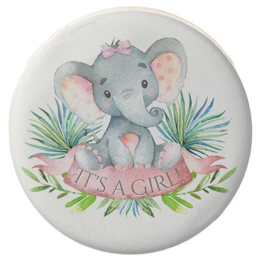 Girl Elephant Baby Shower Cookies (Front)