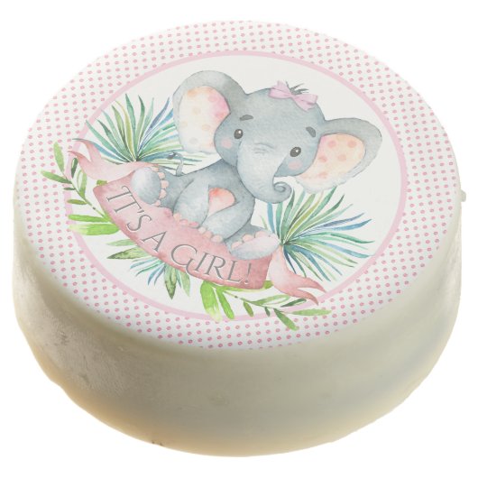 Girl Elephant Baby Shower Cookies (Angled)