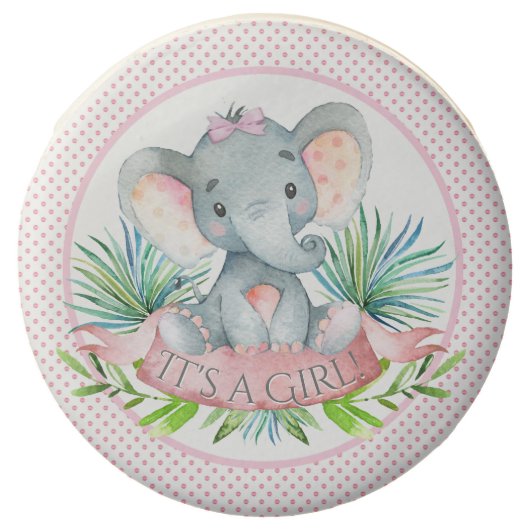 Girl Elephant Baby Shower Cookies (Front)