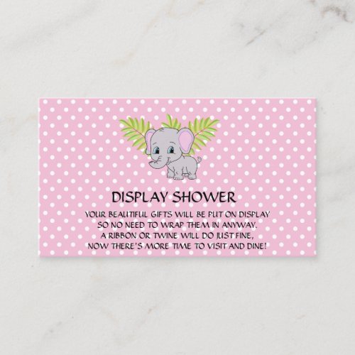 Girl Elephant Baby Shower Display Shower Pink Enclosure Card