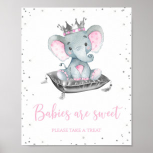 Girl Elephant Baby Shower Favor Table Signs
