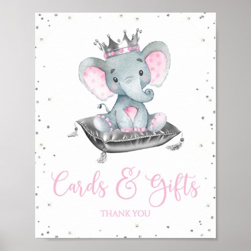 Girl Elephant Baby Shower Gift Table Signs