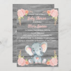 Girl Elephant Baby Shower Invitation