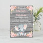 Girl Elephant Baby Shower Invitation (Standing Front)