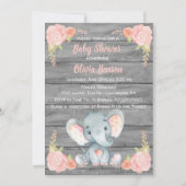 Girl Elephant Baby Shower Invitation (Front)