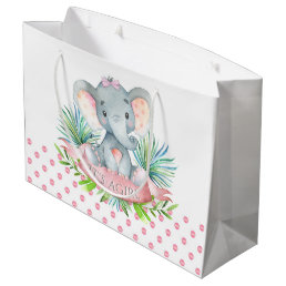 Girl Elephant Baby Shower Large Gift Bag