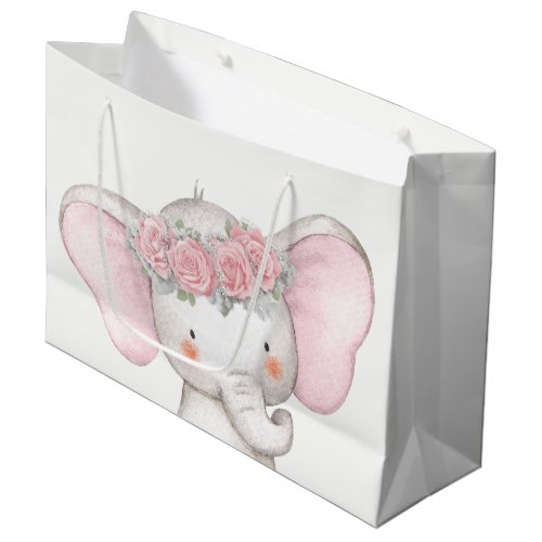 Girl Elephant Baby Shower Large Gift Bag