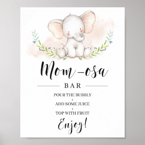 Girl Elephant Baby Shower Mom_osa Bar Sign