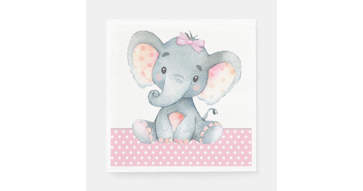 Girl Elephant Baby Shower Paper Napkins | Zazzle.com