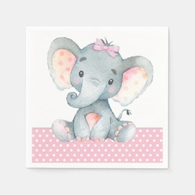 Girl Elephant Baby Shower Paper Napkins Zazzle Com