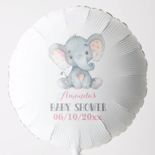 Girl Elephant Baby Shower Pink and Gray Balloon