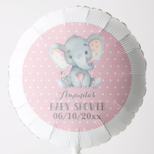Girl Elephant Baby Shower Pink and Gray Balloon