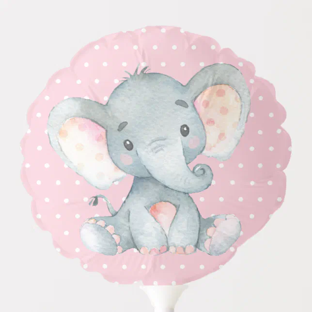 Girl Elephant Baby Shower Pink and Gray Balloon | Zazzle