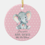 Girl Elephant Baby Shower Pink And Gray Ceramic Ornament at Zazzle