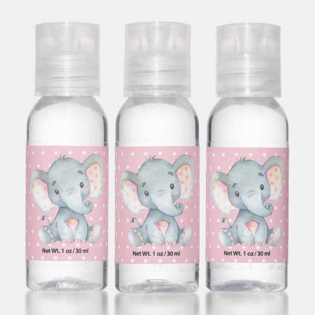 Girl Elephant Baby Shower Pink Hand Sanitizer (Set)