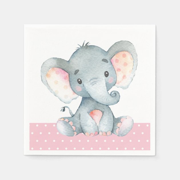 by Party2u Pack Of 18 Sweet Baby Elephant Girl Napkins