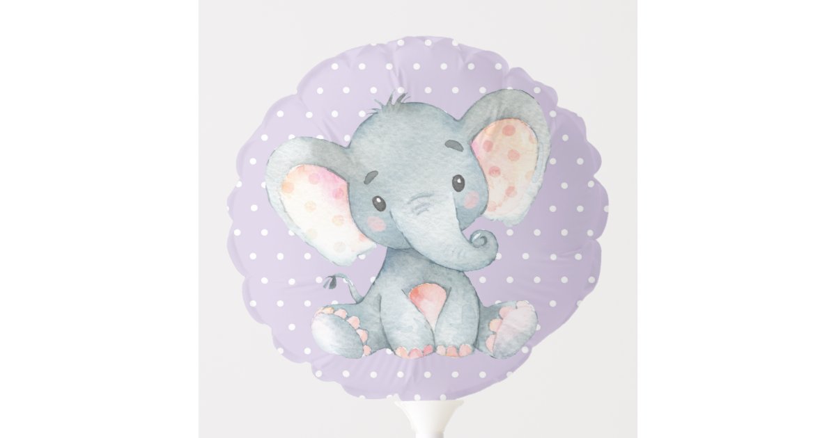 Girl Elephant Baby Shower Purple and Gray Balloon | Zazzle