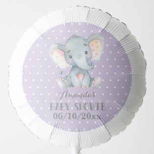 Girl Elephant Baby Shower Purple and Gray Balloon