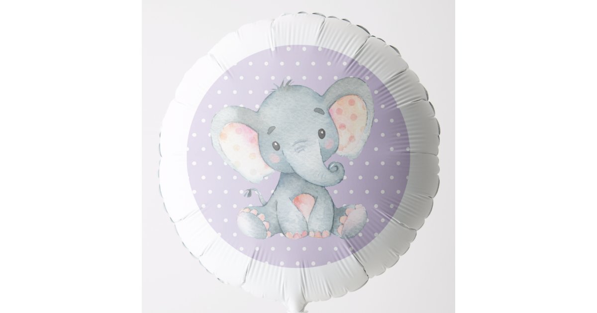 Girl Elephant Baby Shower Purple And Gray Balloon Zazzle Com