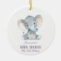 Girl Elephant Baby Shower Purple and Gray
