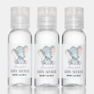 Girl Elephant Baby Shower Purple Hand Sanitizer