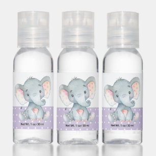 Girl Elephant Baby Shower Purple Hand Sanitizer