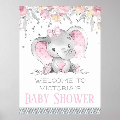 Girl Elephant Baby Shower Sign