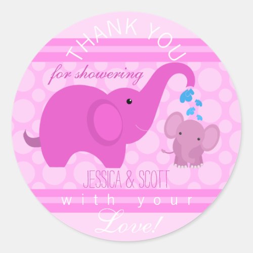 Girl Elephant Baby Shower Sticker