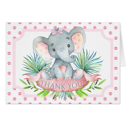 Girl Elephant Baby Shower Thank You Cards | Zazzle.com