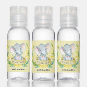 Girl Elephant Baby Shower Yellow Hand Sanitizer