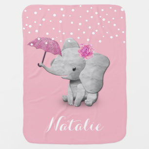 Girl Elephant Cute Pink Nursery Baby Swaddle Blanket