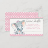 Girl Elephant Diaper Raffle Tickets Enclosure Card (Front/Back)