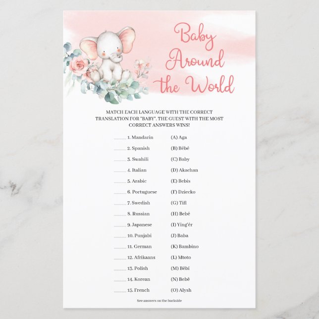 Girl Elephant Eucalyptus Baby Around the World (Front)