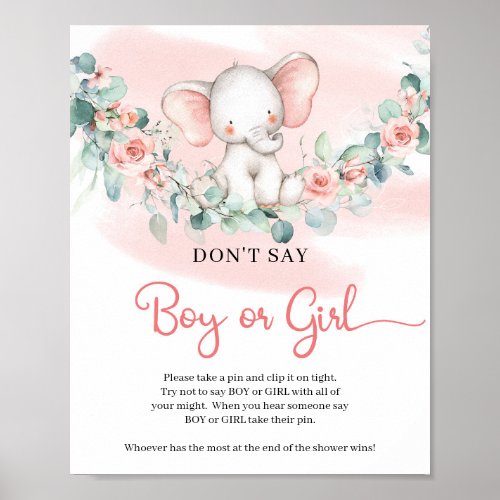 Girl Elephant eucalyptus Dont Say BOY or GIRL Poster