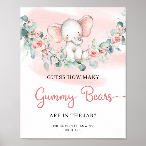 Girl Elephant eucalyptus Guess How Many Gummy Bear Poster