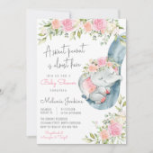 Girl Elephant Floral Baby Shower Invitation (Front)