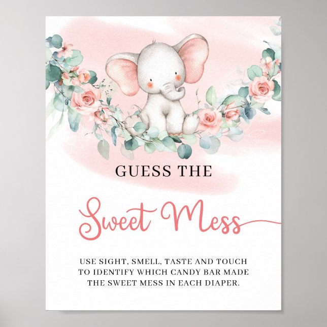 Girl Elephant Guess The Sweet Mess game sign (Front)