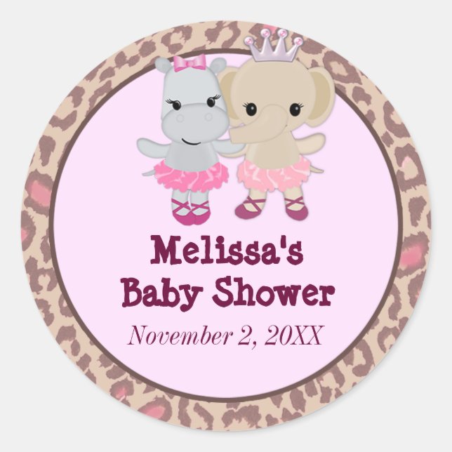 GIRL ELEPHANT HIPPO Tu Tu Cute Baby blank TTC #7 Classic Round Sticker (Front)