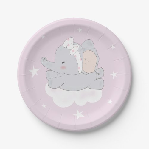 Girl Elephant Paper Plate