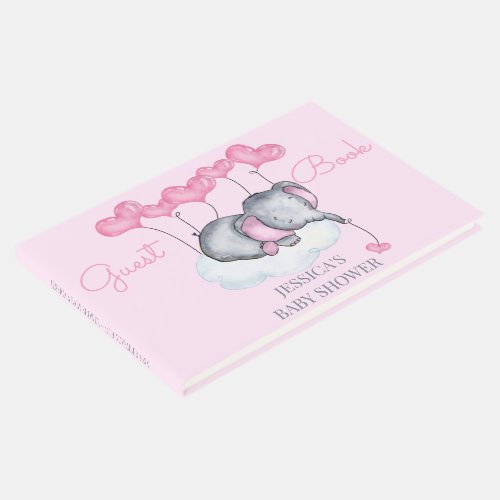 Girl Elephant Pink Baby Shower Guest Book