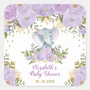 purple elephant baby shower theme