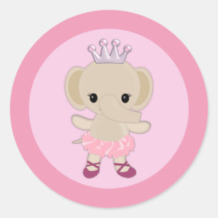 GIRL elephant Tu Tu Cute Baby Shower TTC #10 Classic Round Sticker